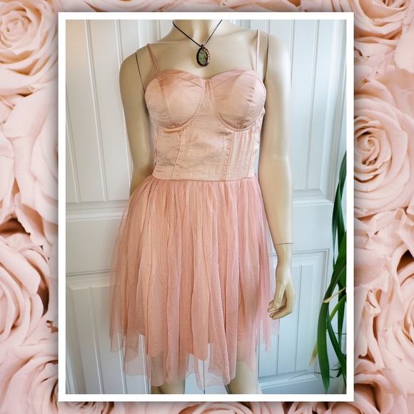 Band of Gypsies pink satin and tulle balletcore bustier dress size Med - Picture 1 of 6
